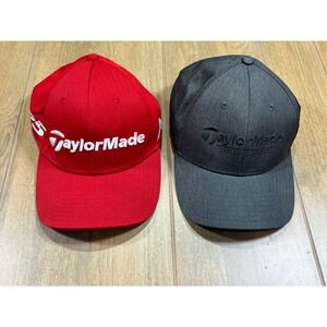 TaylorMade Golf Hat Bundle Red TP5 M1 & Grey Carlsbad Est 1979 Adjustable Caps